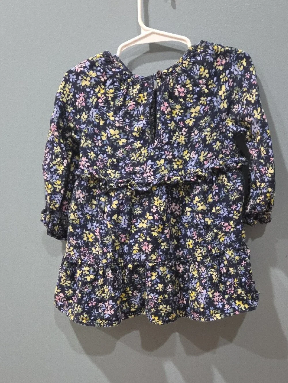 GAP Navy Floral Long-Sleeve Peplum Tunic with Pastel Flowers